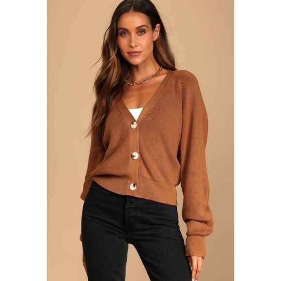Cotton On Sweaters - COTTON On Rust orange balloon sleeve cardigan